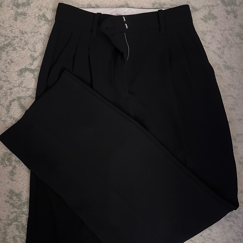 Wilfred Black High-Waist Pleated Wide-Leg Trousers